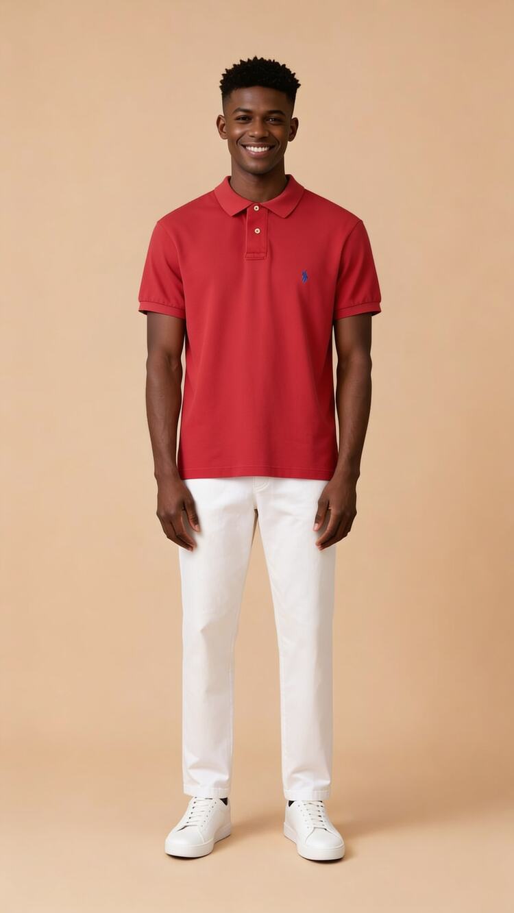 Polo Ralph Lauren Custom Fit Red Polo Shirt Mens Medium Blue Pony Logo